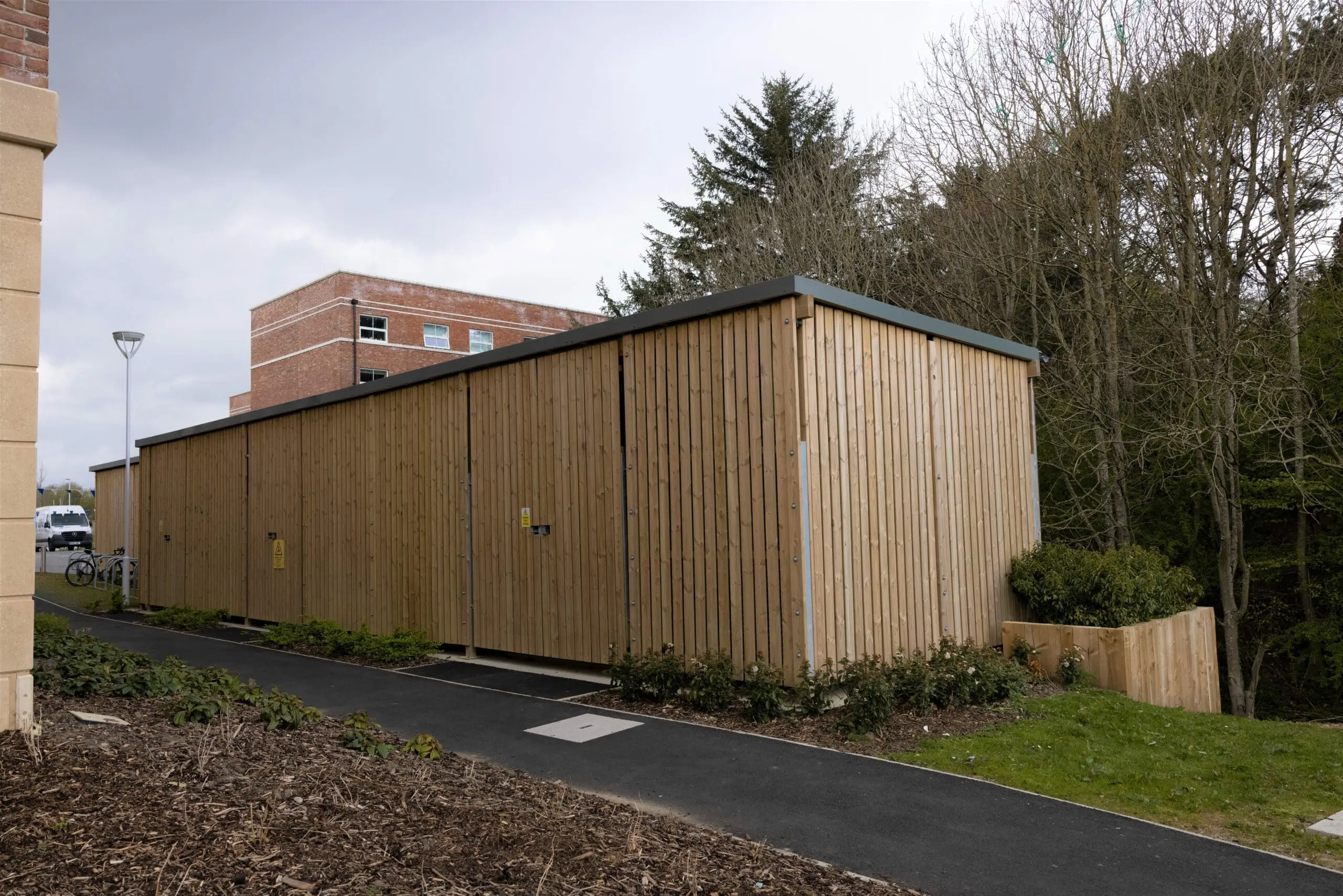 Large outdoor wooden cycle storage unit