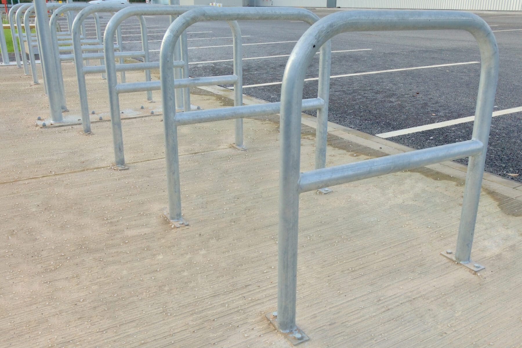 close up of bike shelter bars