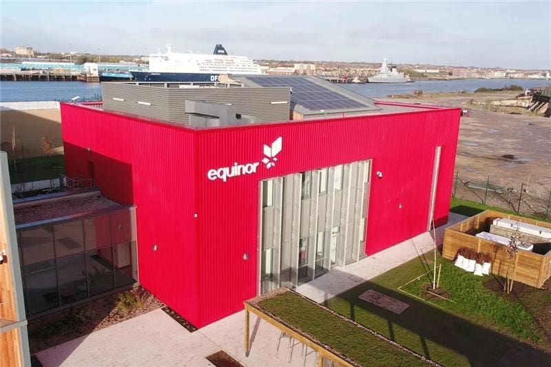 birdseye shot of red equinor building