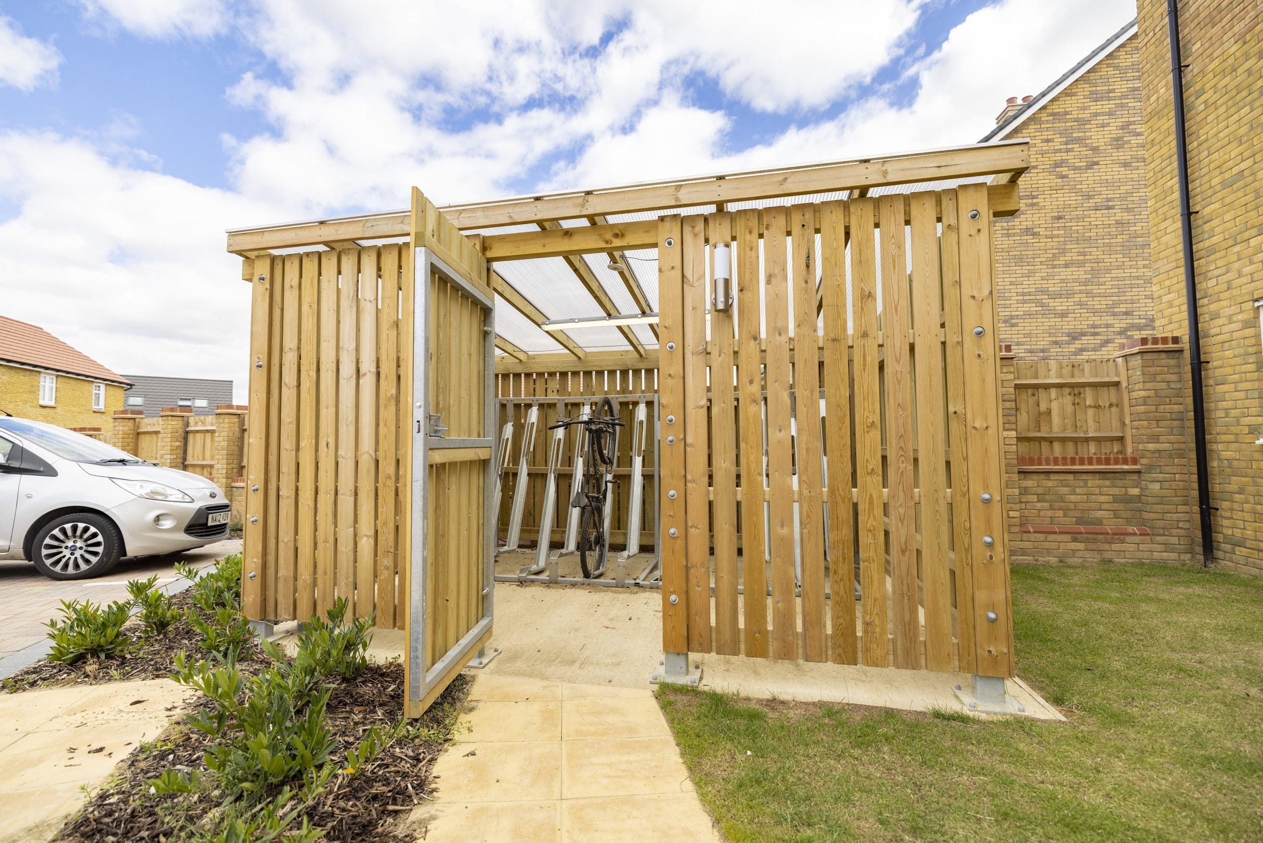 exterior-domestic-wooden-cycle-shelter-door-open