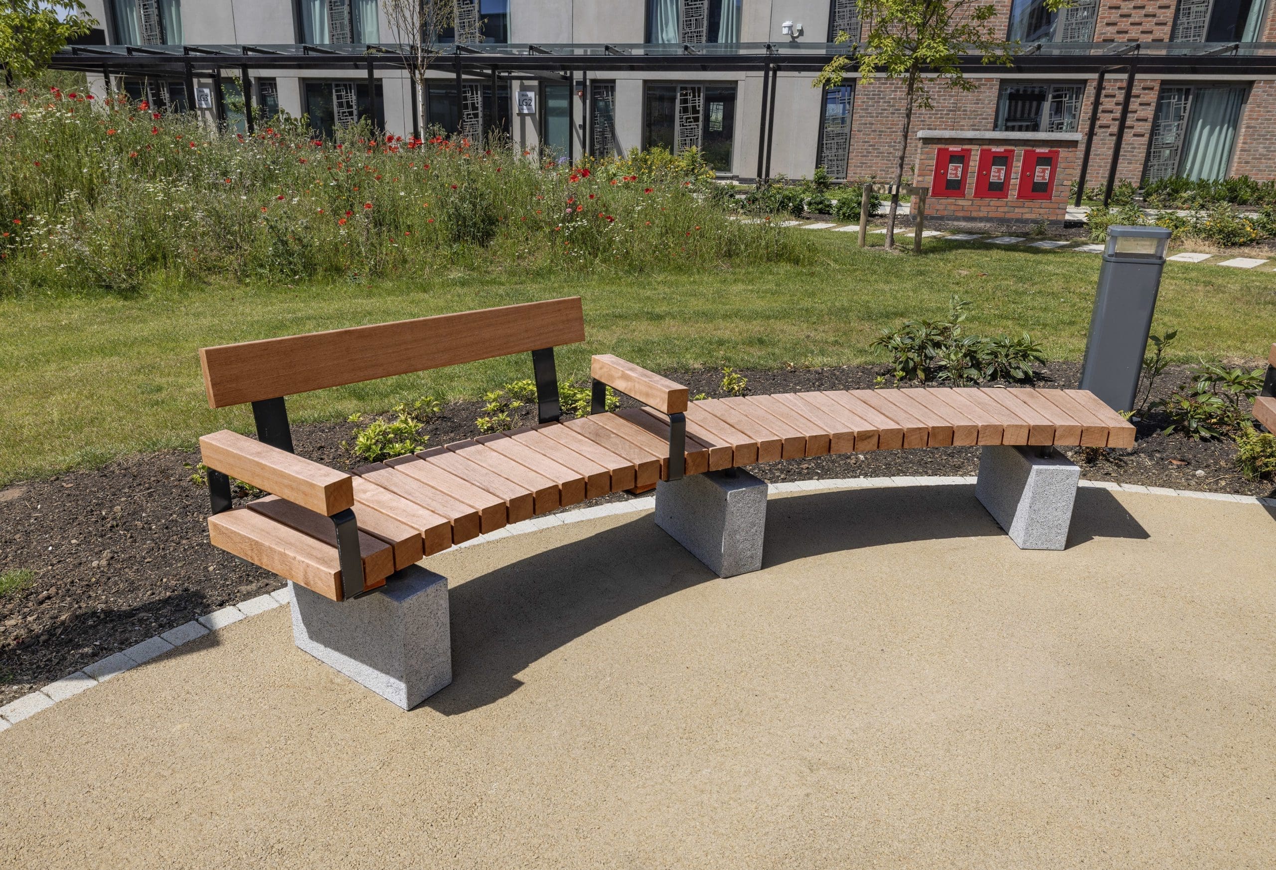 outdoor-wooden-bench-concrete-pillars
