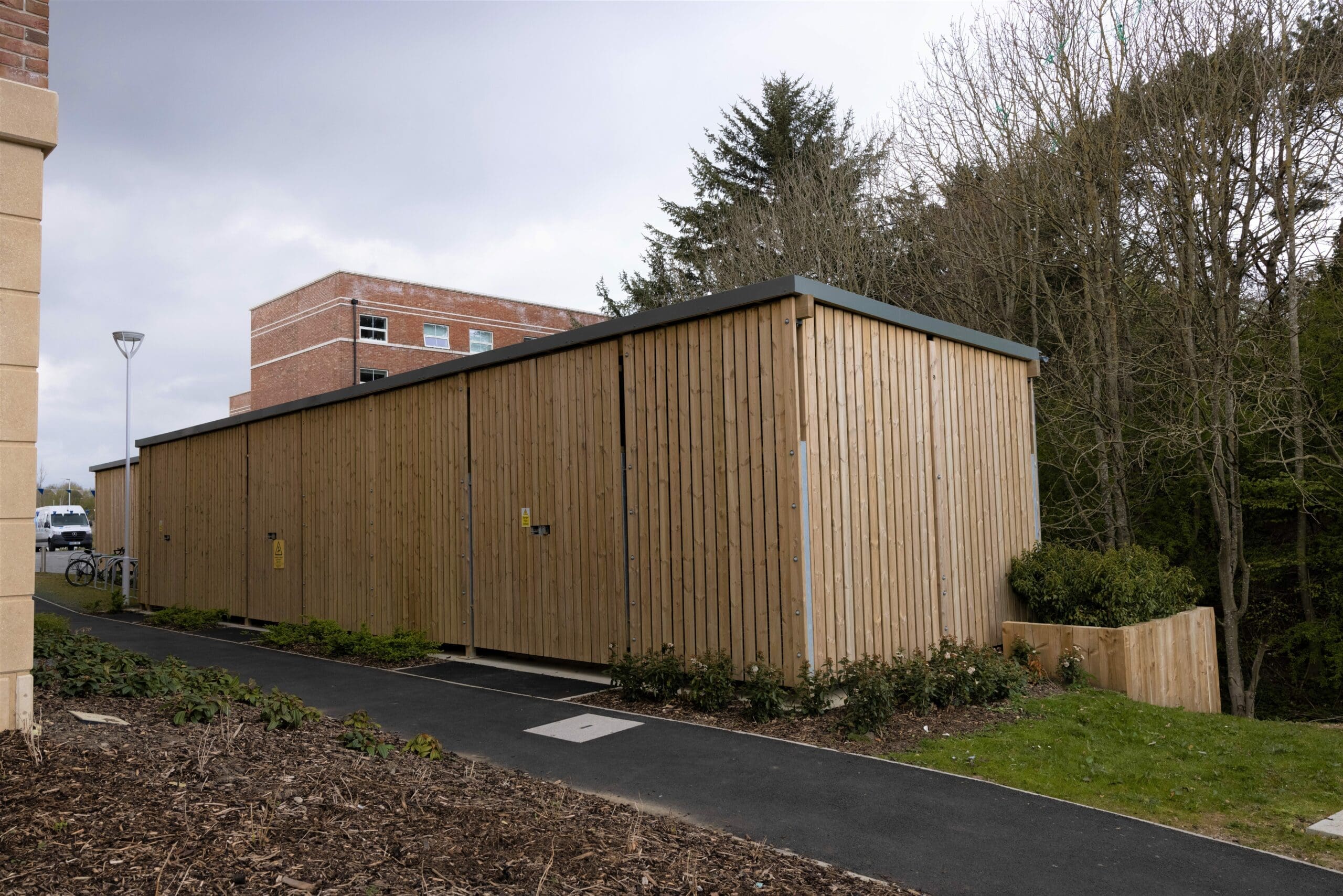 Large outdoor wooden cycle storage unit