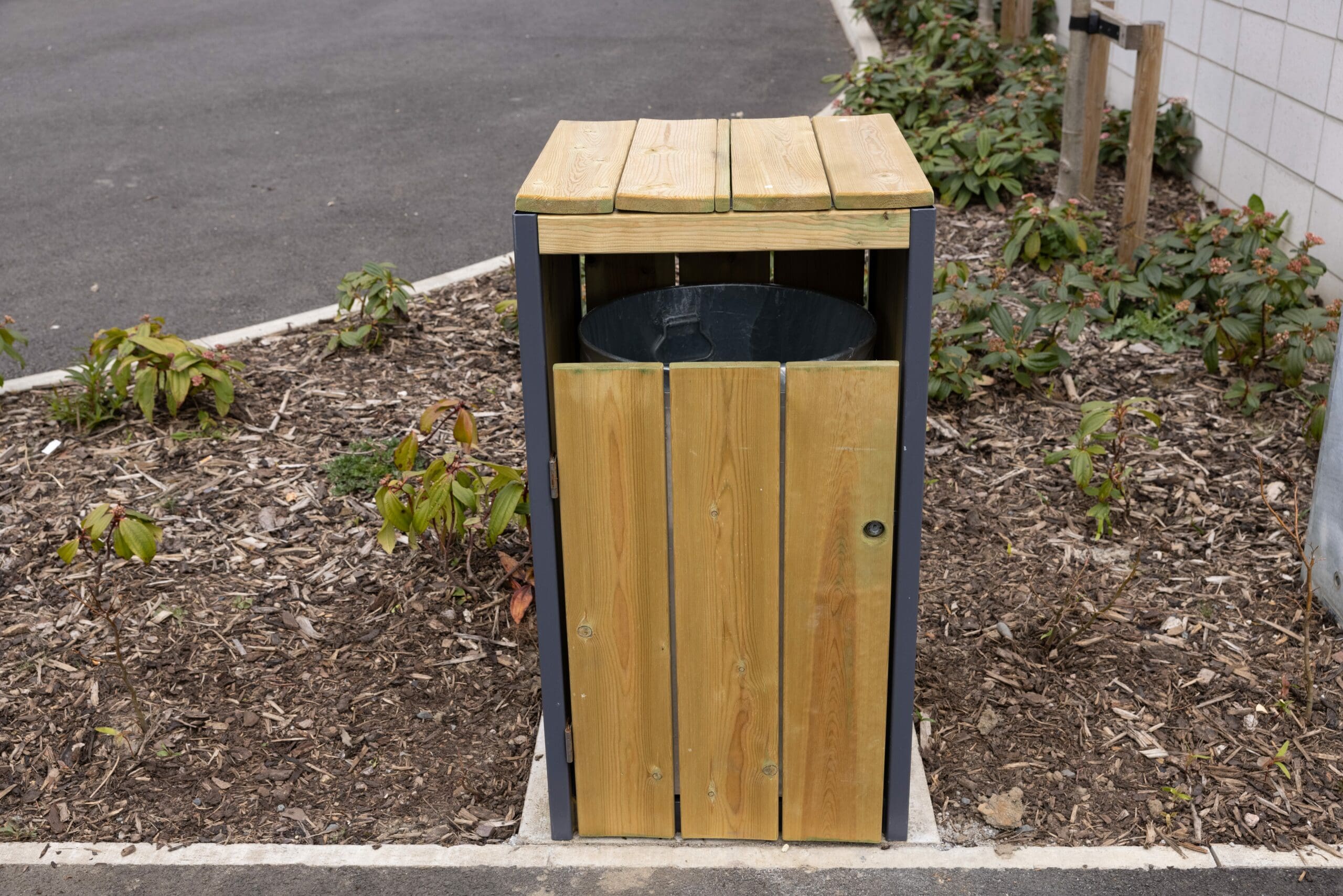 wooden outdoor bin