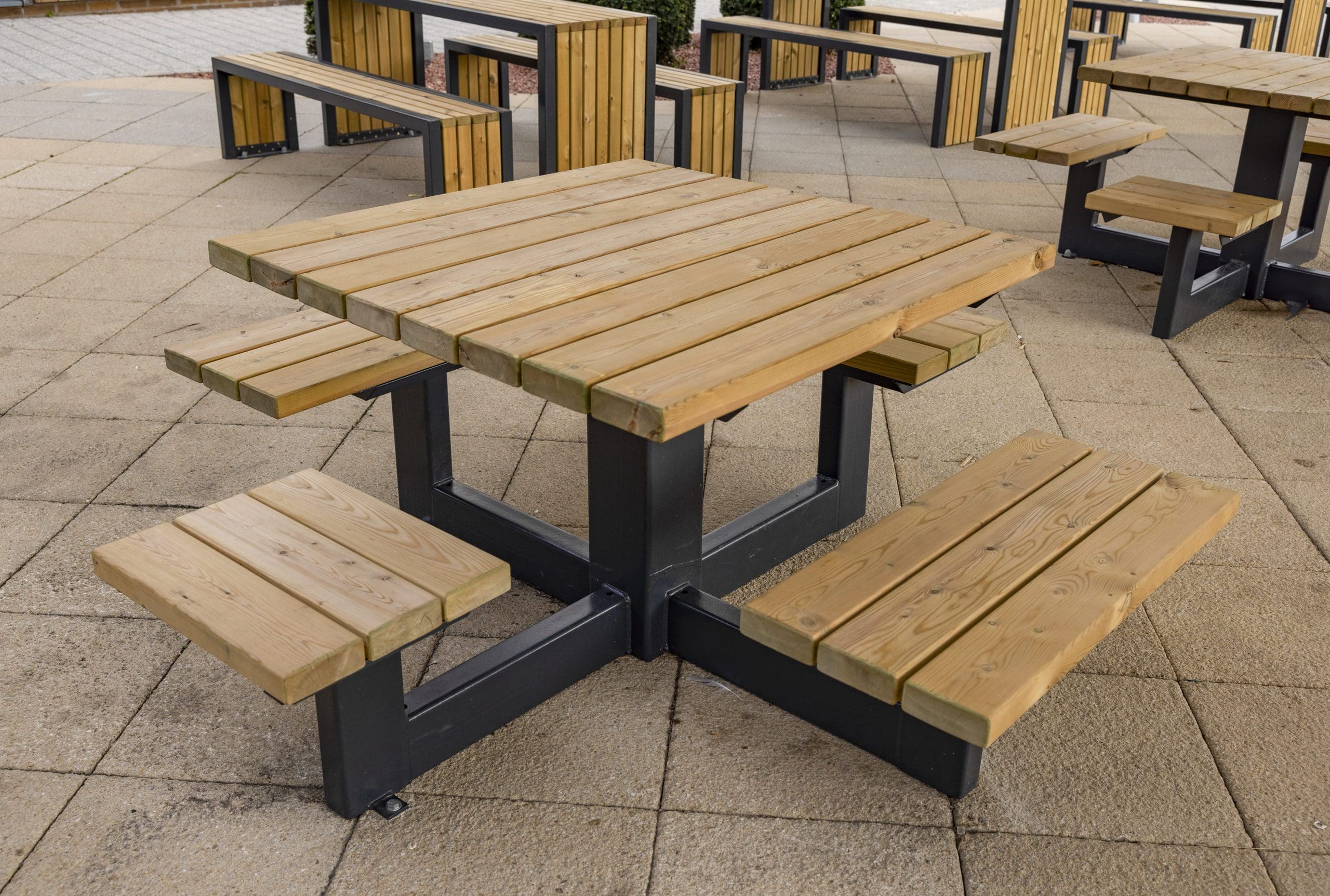 wooden-square-picnic-table-with-attached-seats