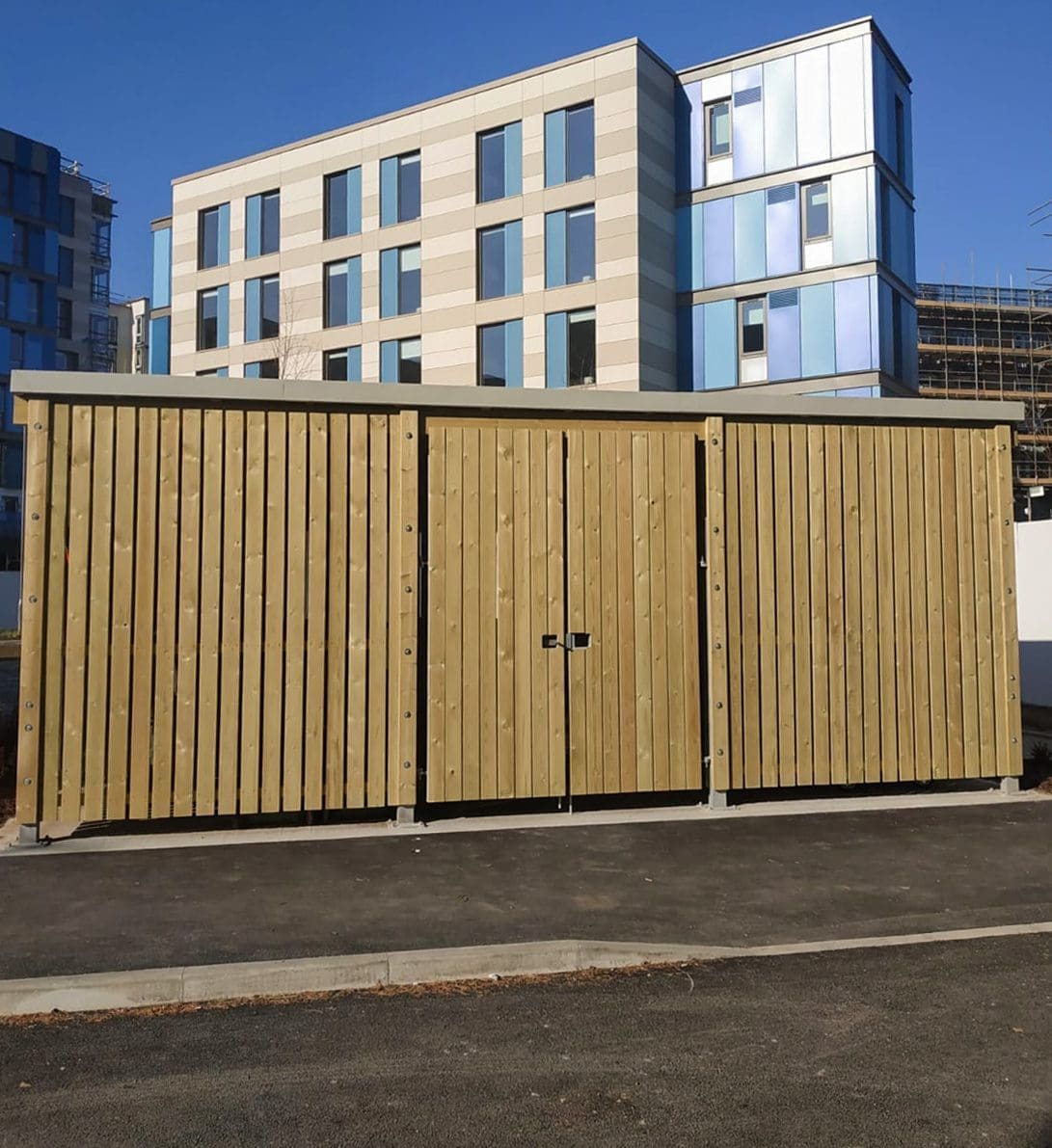 External wooden bin storage unit