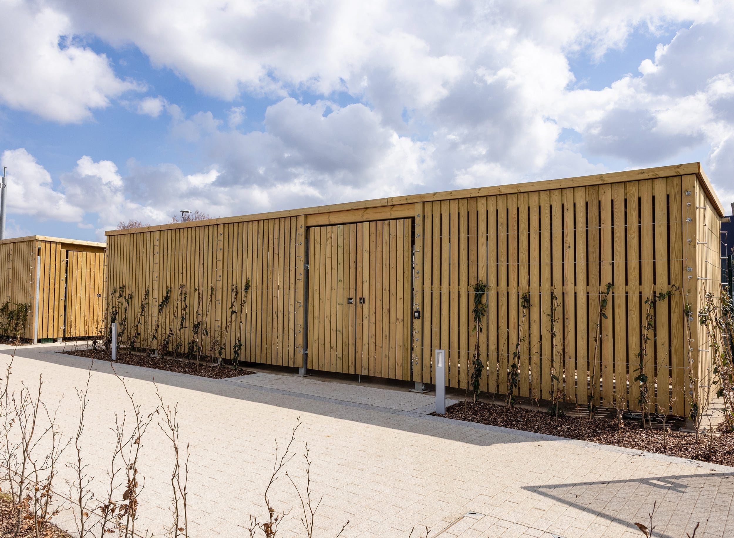 Outdoor large wooden cycle storage unit