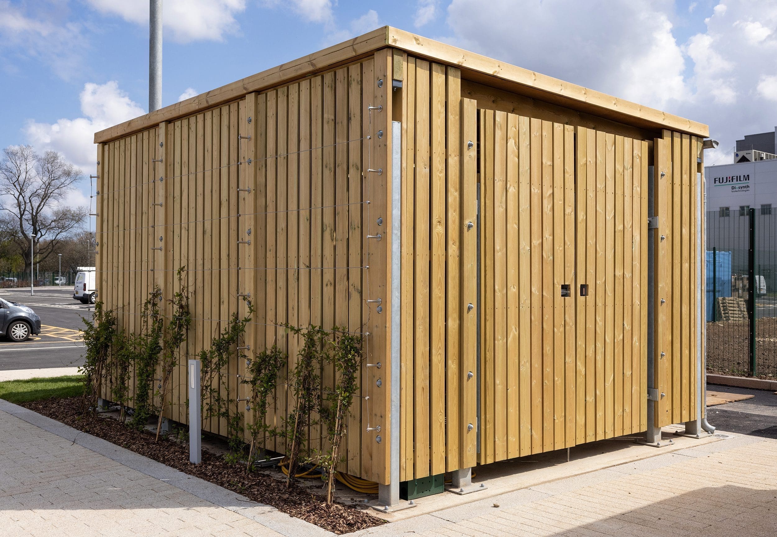 Outdoor large wooden bin storage unit