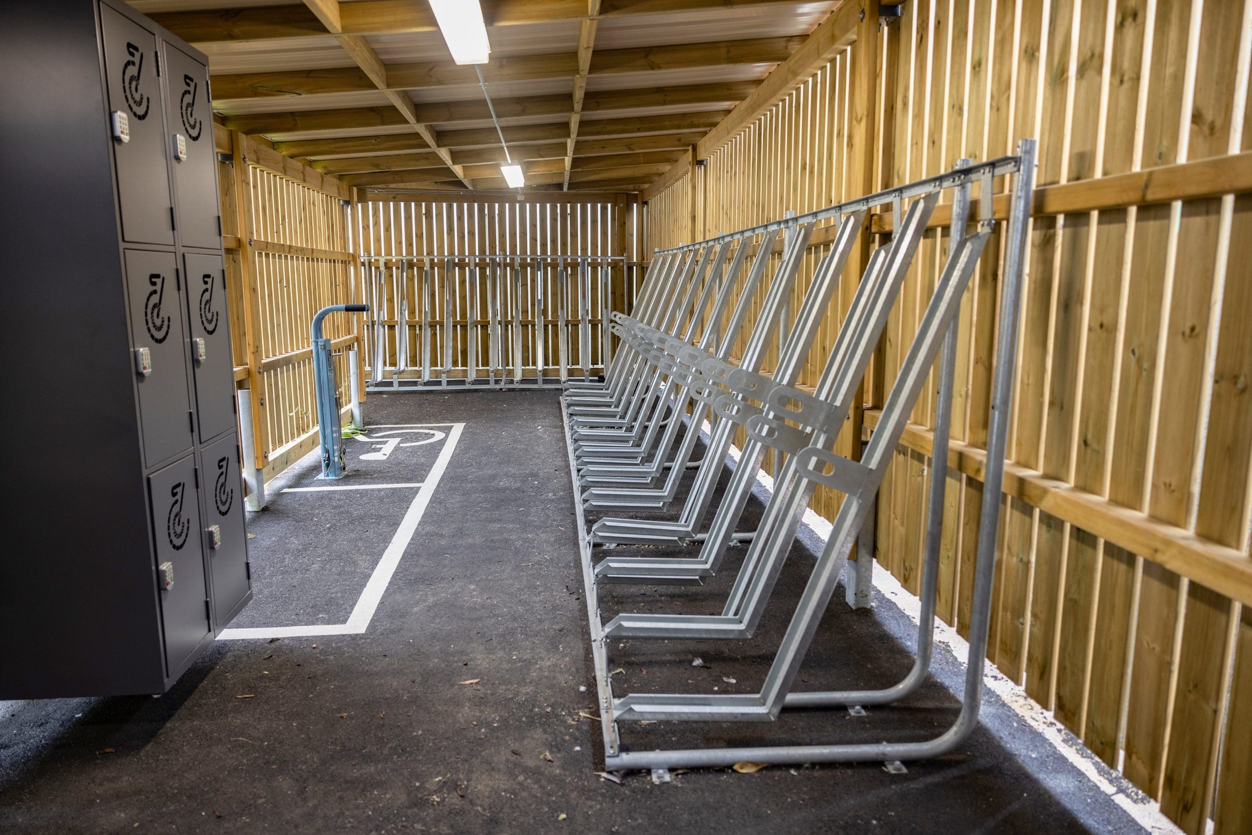 interior-of-wooden-bike-storage-metal-bike-racks