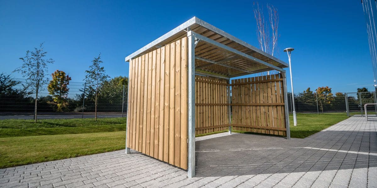 Outdoor wooden canopy cycle shelter