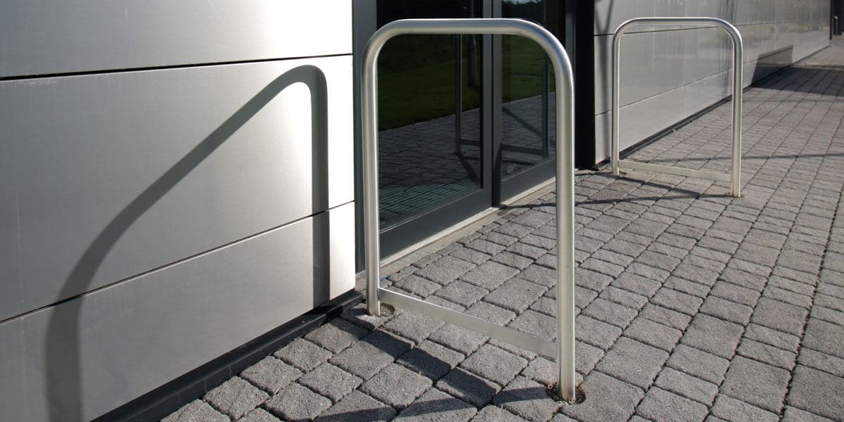 Outdoor metal door barrier hoops
