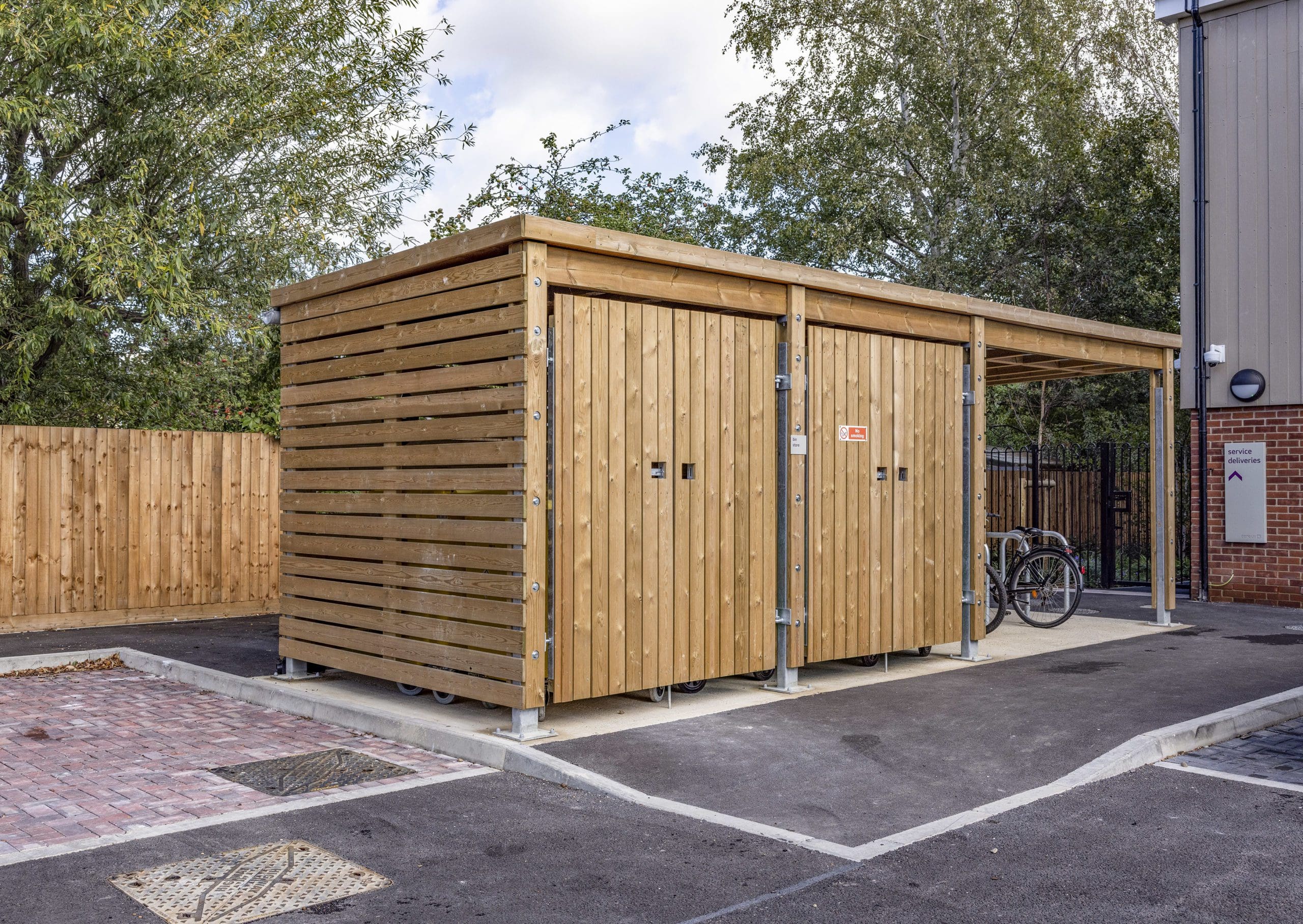 wooden bin and cycle storage unit