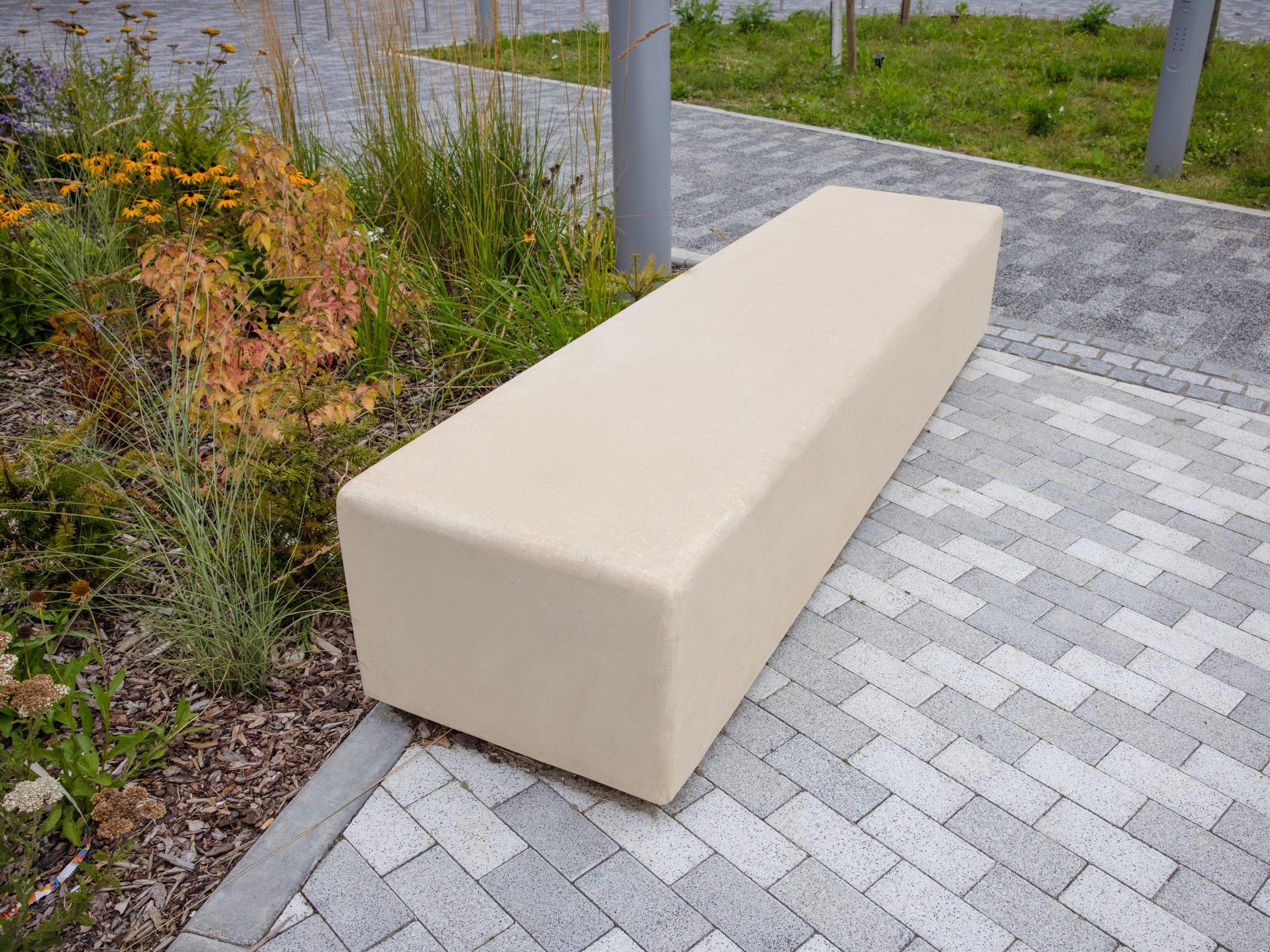 outdoor concrete seating area