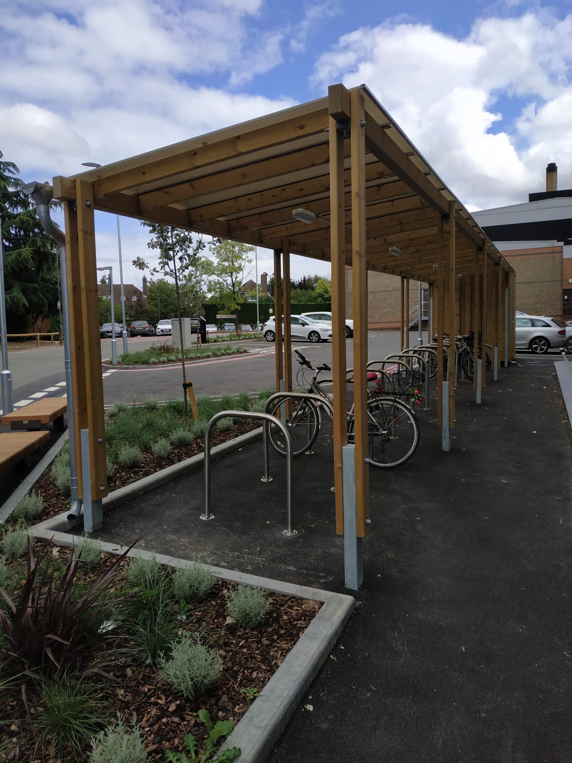 Exterior cycle parking and bin store wooden structure