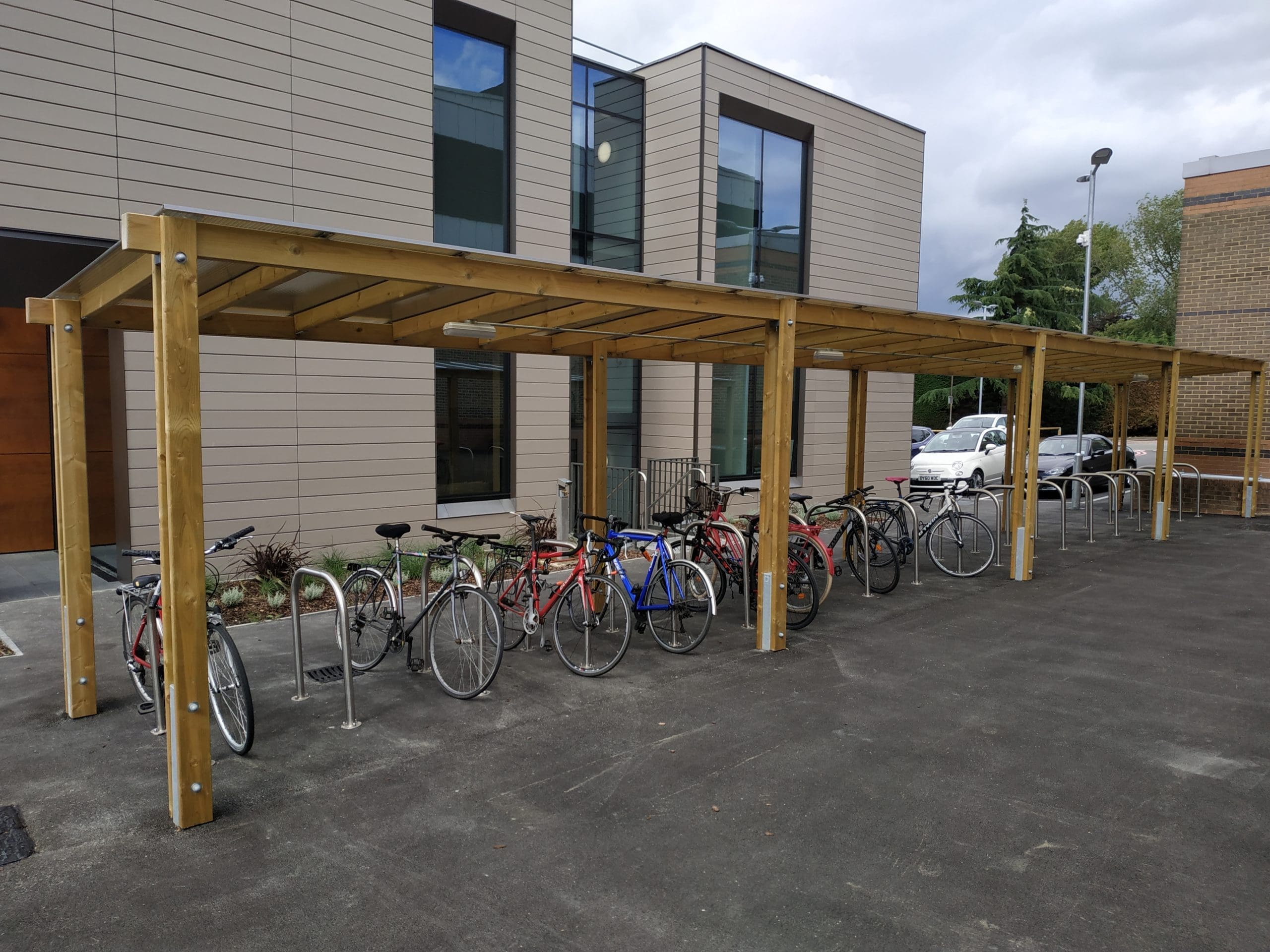 Exterior cycle parking pergola