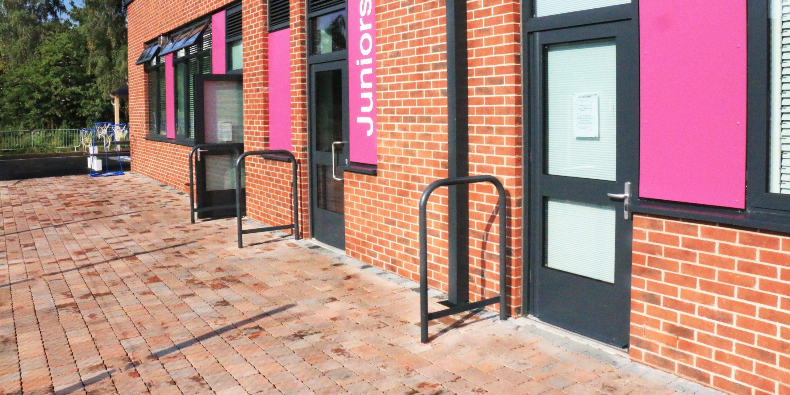 Outdoor metal doorway hoops