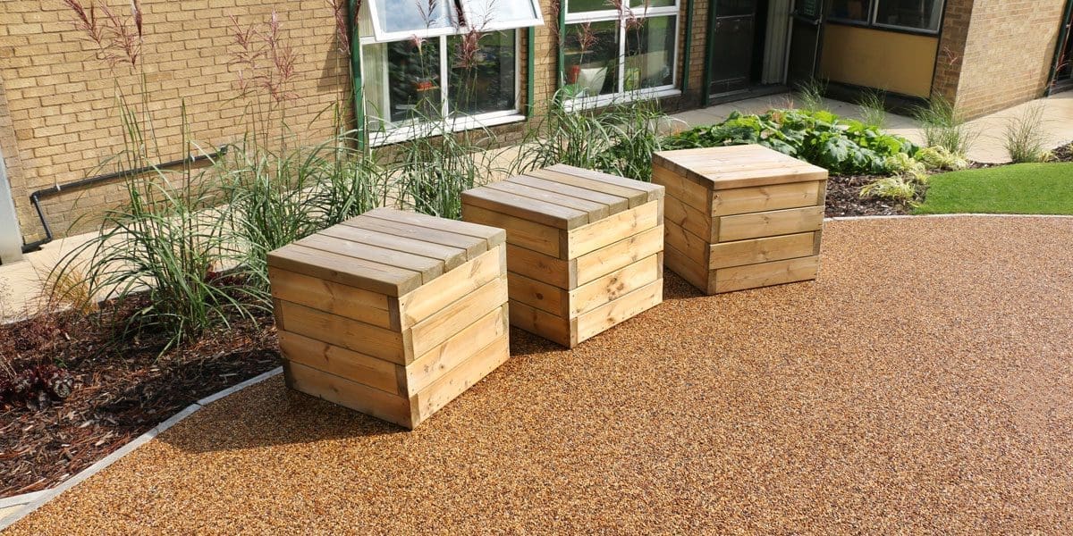 Collection of wooden individual cube seats