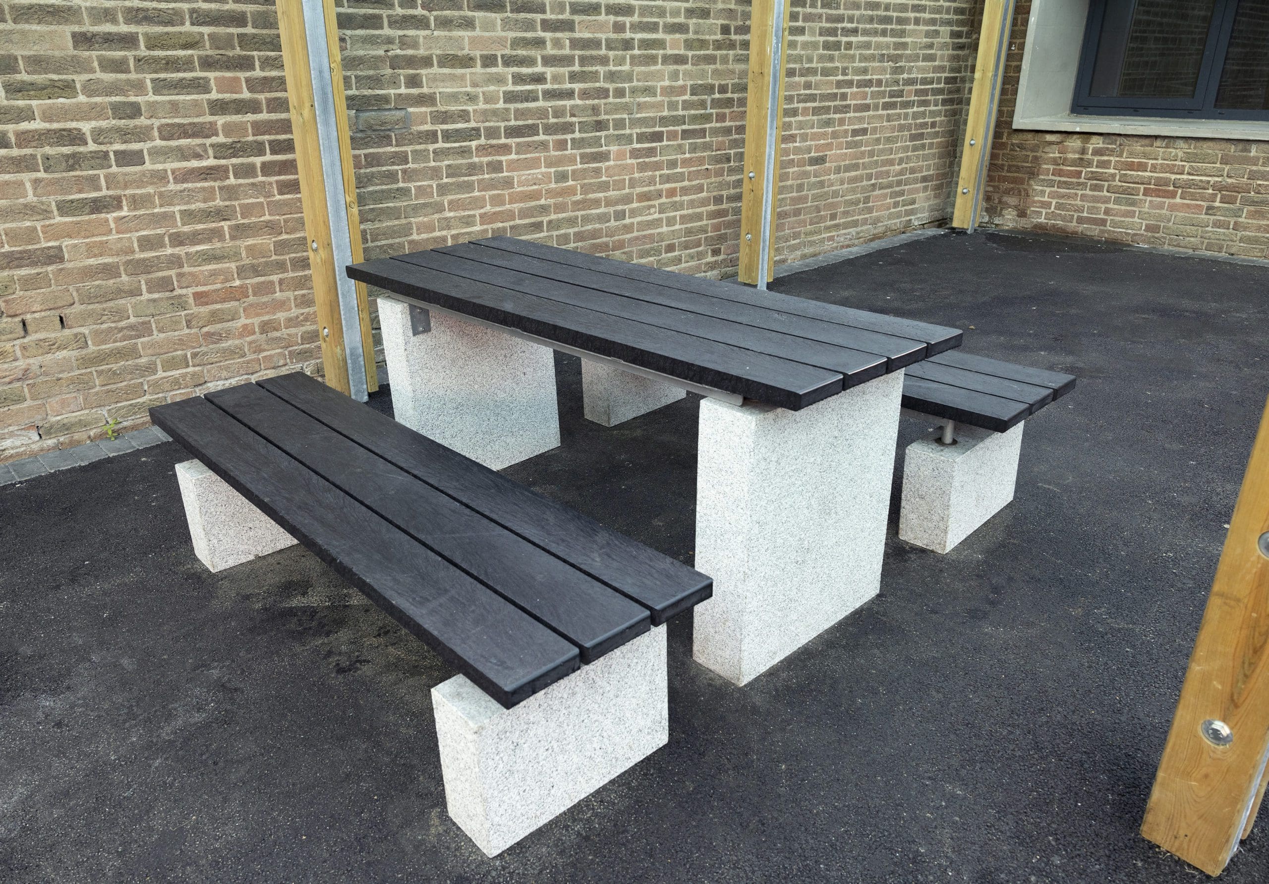 exterior-concrete-bench-and-tables-with-black-wooden-tops