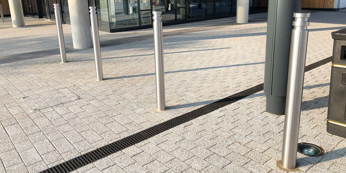 Metal silver parking bollards