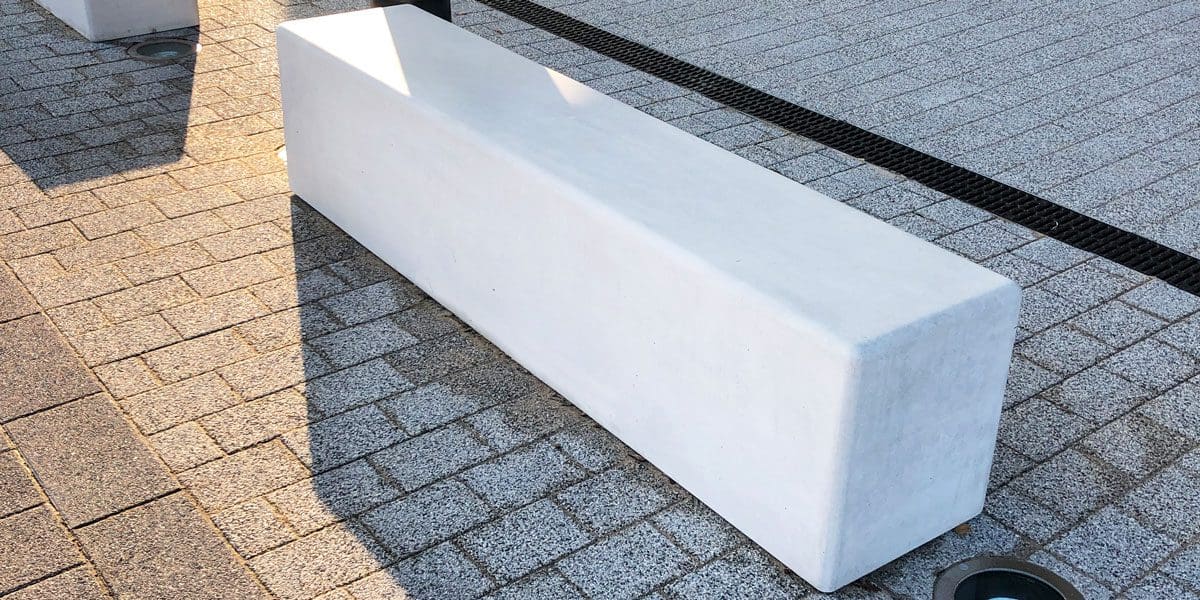 Outdoor concrete rectangular bench