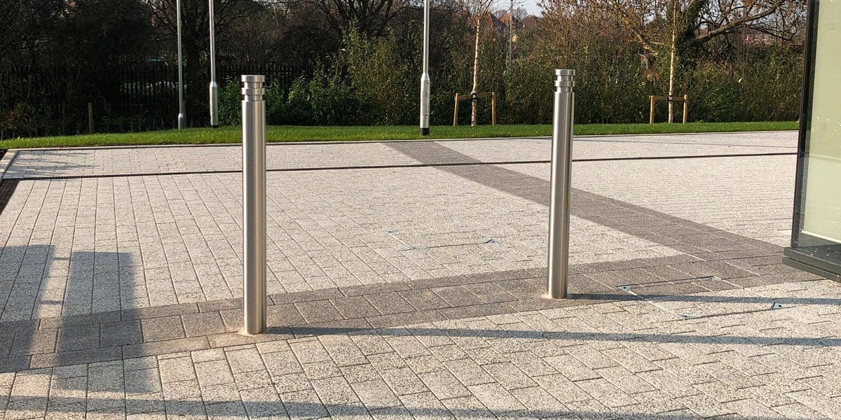 Metal silver parking bollards