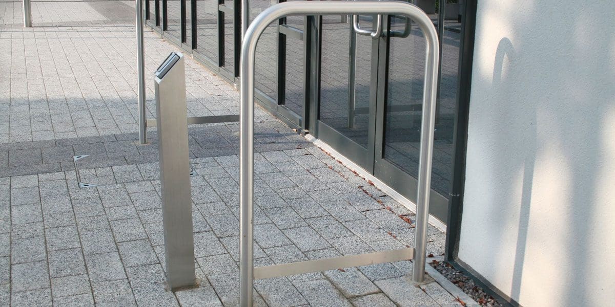 Metal silver exterior door barrier