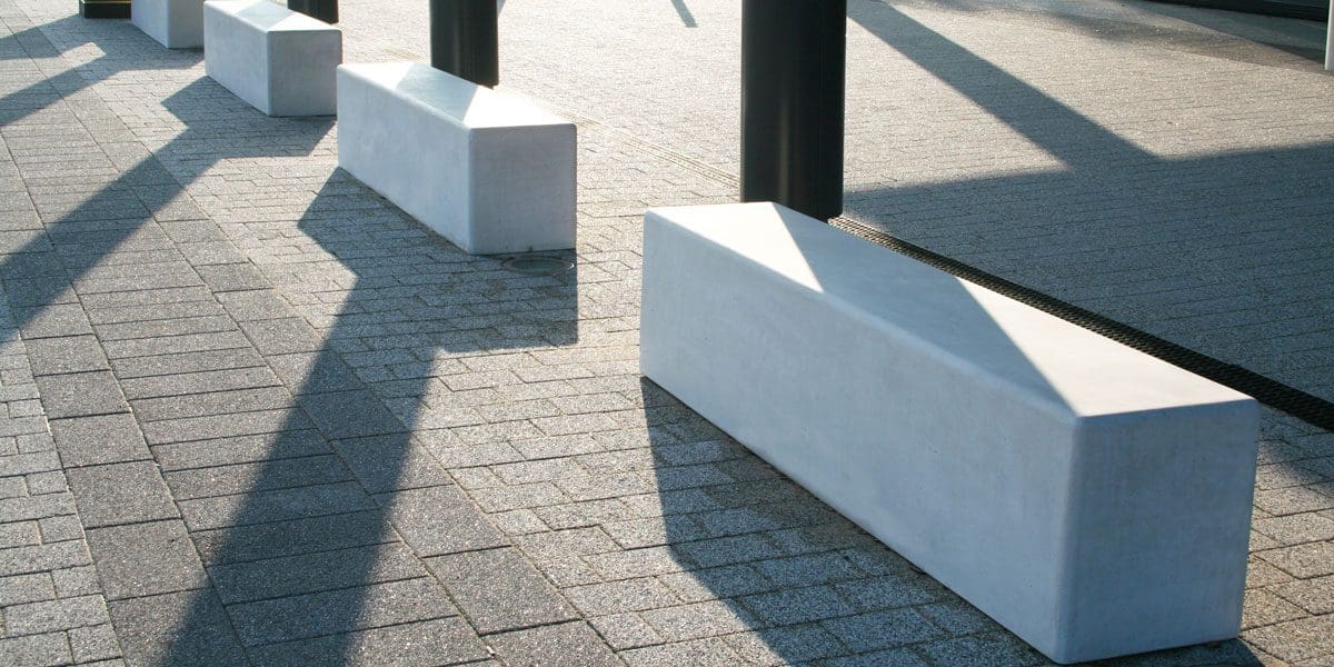 Outdoor concrete rectangular benches