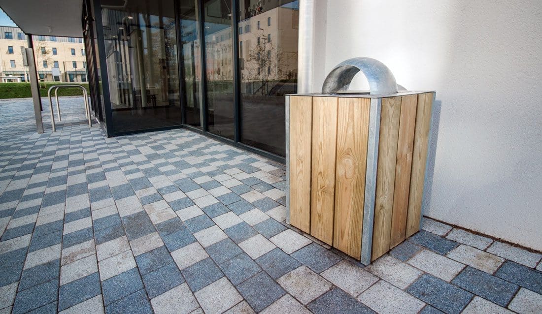 Outdoor wooden and metal bin