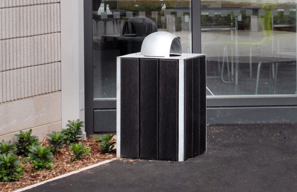 Outdoor black wooden and metal bin