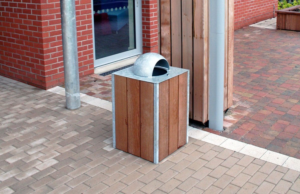 Wooden and metal outdoor bin