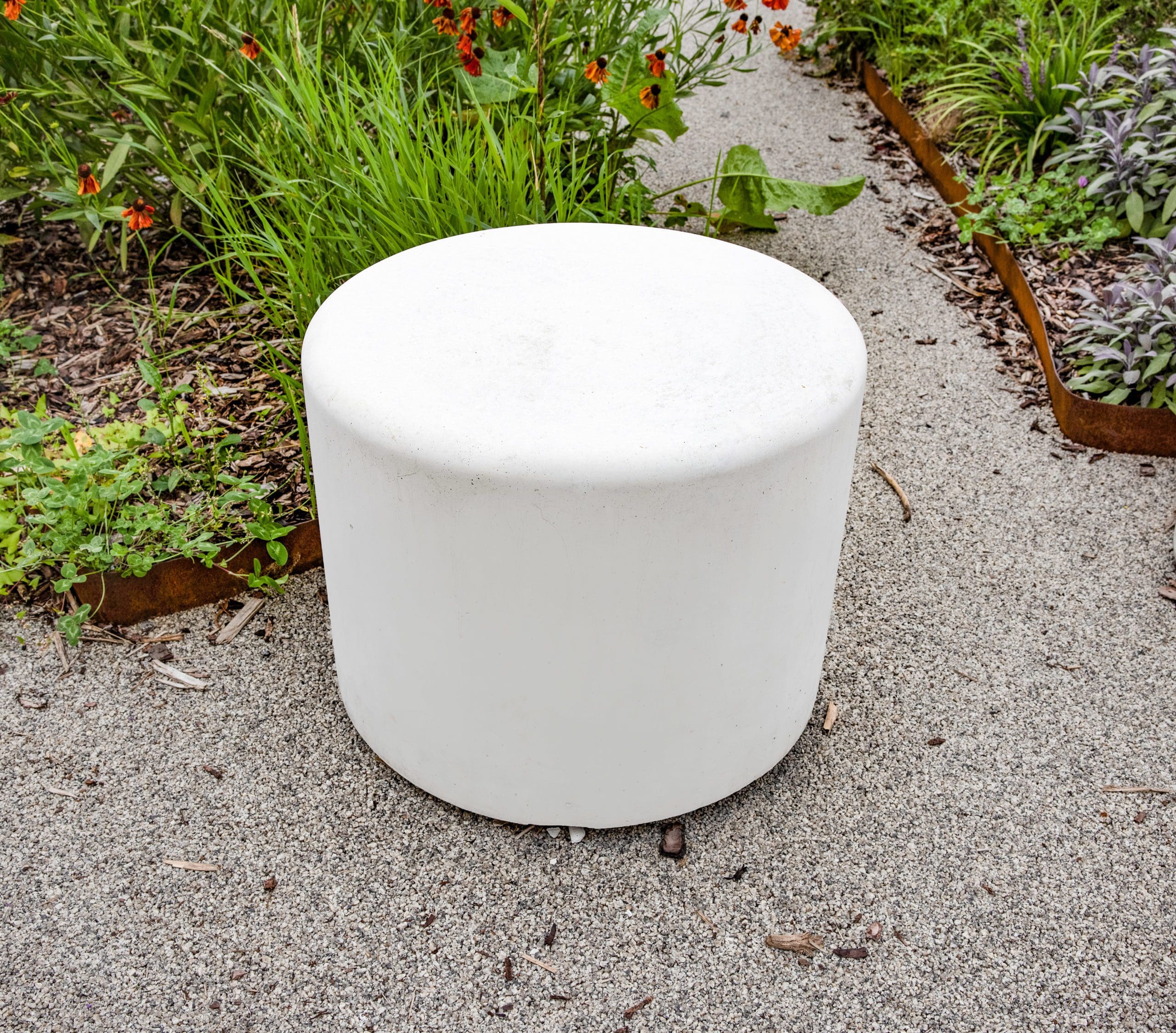 circular concrete outdoor seat