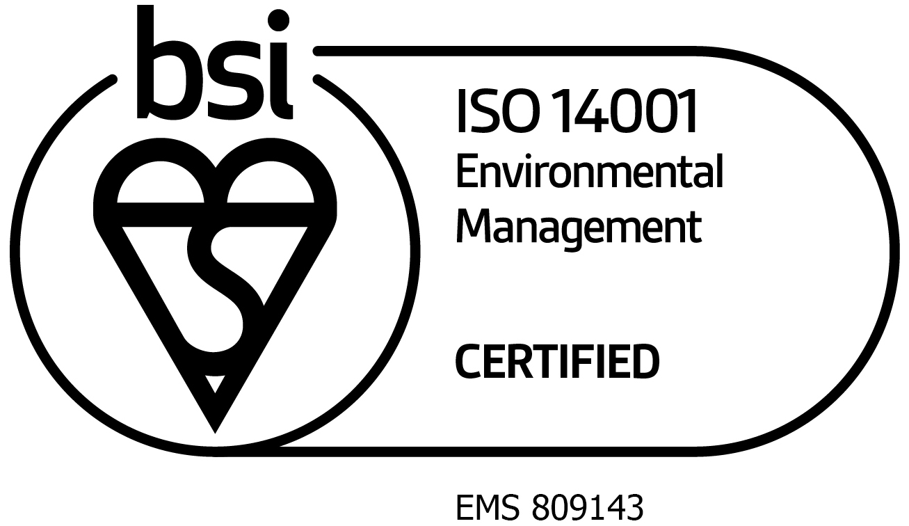ISO14001 logo with Langley Certificate number