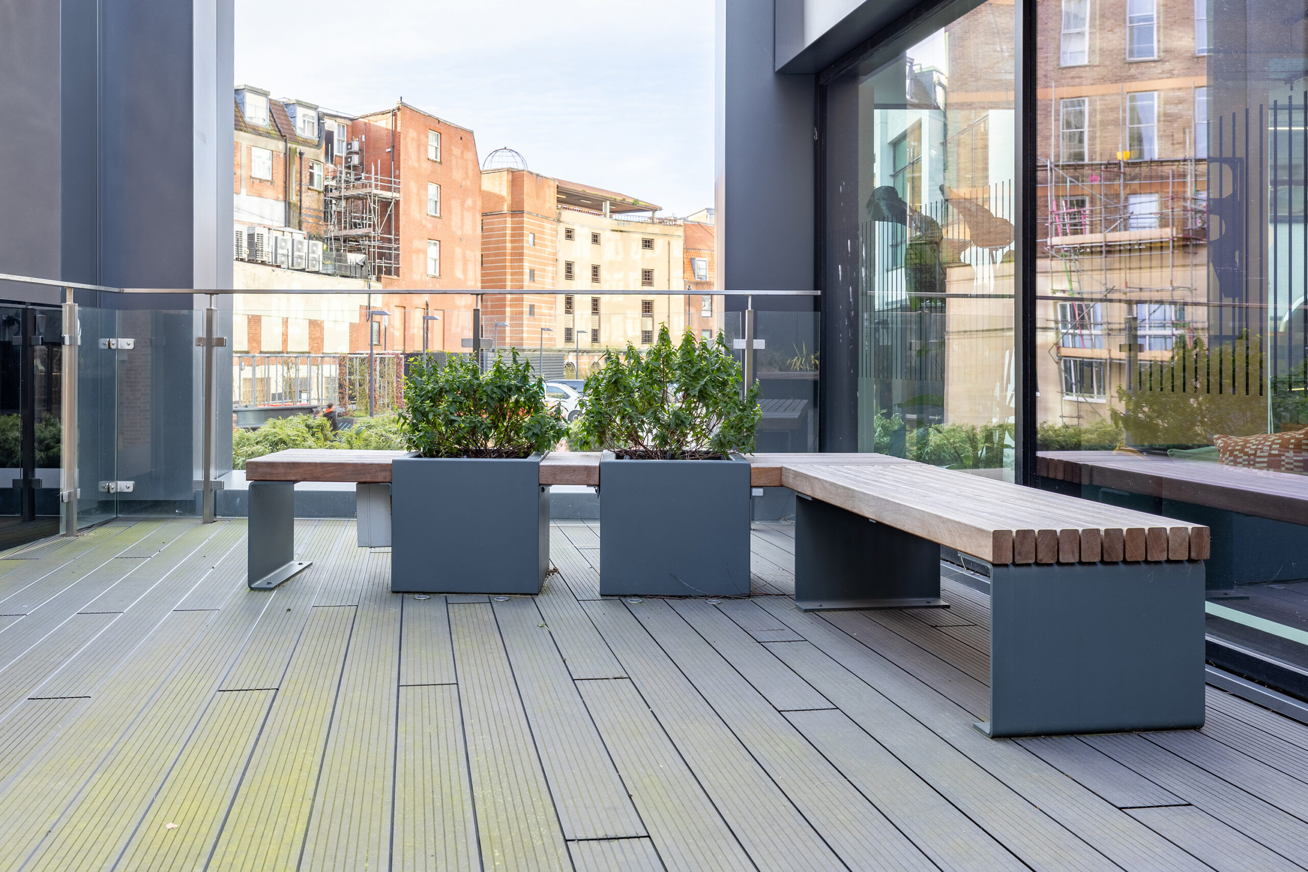 zintec powder coated planter benches